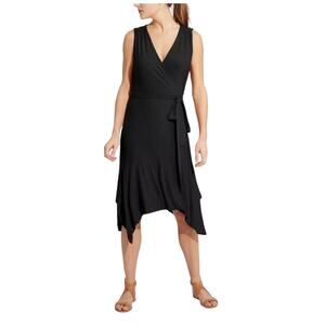 Athleta Activewear Flowy Windward Wrap Dress Black Balletcore Casual Size XS